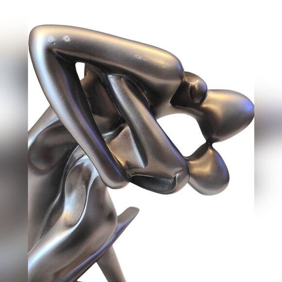 SCULPTURE Languid Dancers In A Passionate‎ Embrace Heavy Hardwood Base 15" - Picture 3 of 12